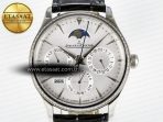 Master Ultra Thin Perpetual Calendar SS V9F 1:1 Best Edition White Dial Diamonds Bezel on Black Leather Strap A868 V2 - Görsel 4