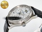 Master Ultra Thin Perpetual Calendar SS V9F 1:1 Best Edition White Dial Diamonds Bezel on Black Leather Strap A868 V2 - Görsel 6