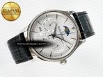 Master Ultra Thin Perpetual Calendar SS V9F 1:1 Best Edition White Dial Diamonds Bezel on Black Leather Strap A868 V2 - Görsel 8