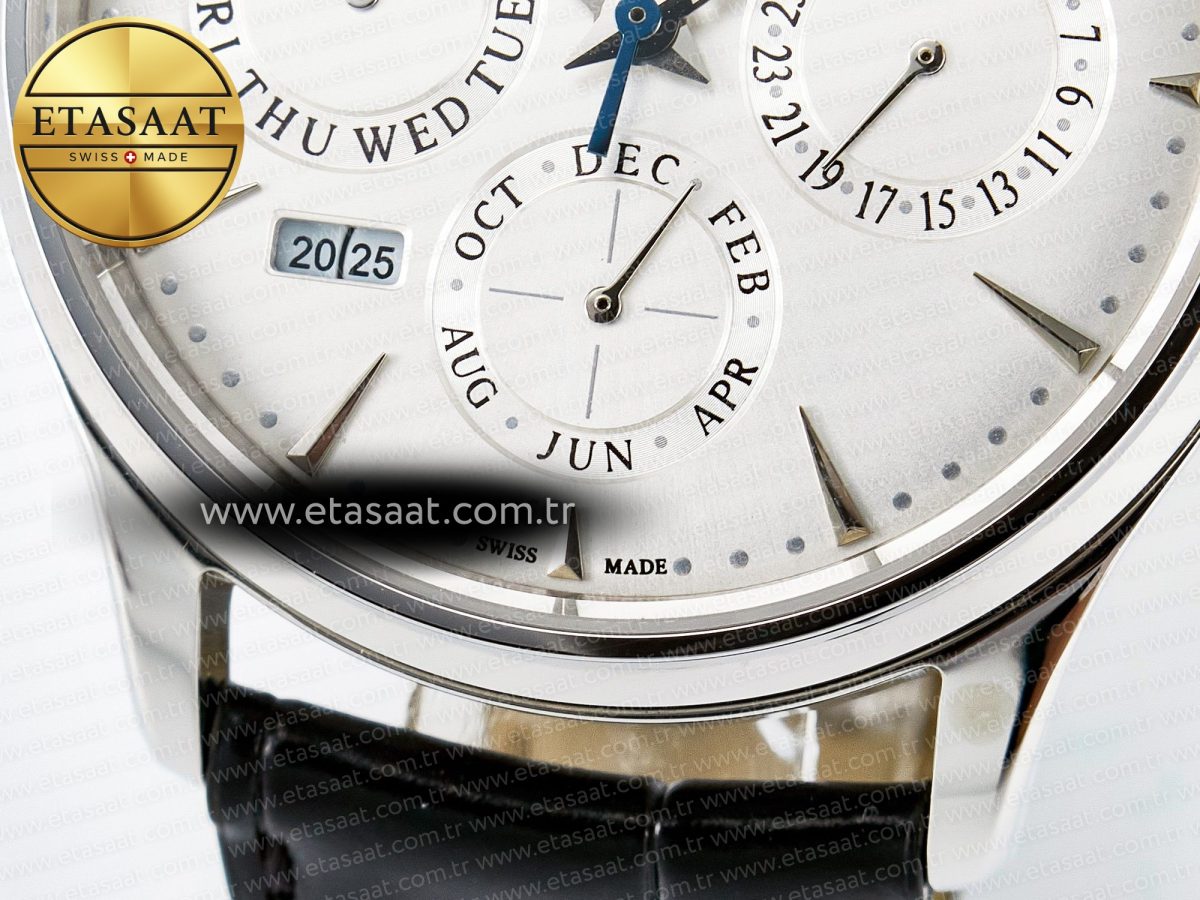 Jaeger Lecoultre V9F White Dial on Black Leather Strap A868 - Görsel 13