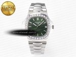 Nautilus 5711 3KF 1:1 Best Edition Square Diamonds Bezel Green Dial on SS Bracelet A324 Super Clone V2 - Görsel 3