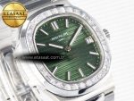 Nautilus 5711 3KF 1:1 Best Edition Square Diamonds Bezel Green Dial on SS Bracelet A324 Super Clone V2 - Görsel 5