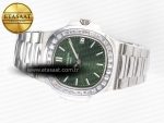 Nautilus 5711 3KF 1:1 Best Edition Square Diamonds Bezel Green Dial on SS Bracelet A324 Super Clone V2 - Görsel 9