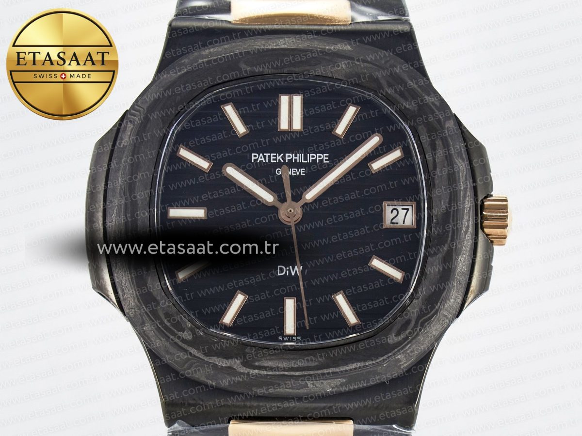 Nautilus 5711 DIW Carbon DIWF 1:1 Best Edition Black Textured Dial on Carbon/RG Bracelet 324CS - Görsel 4