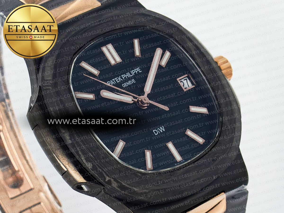 Nautilus 5711 DIW Carbon DIWF 1:1 Best Edition Black Textured Dial on Carbon/RG Bracelet 324CS - Görsel 5
