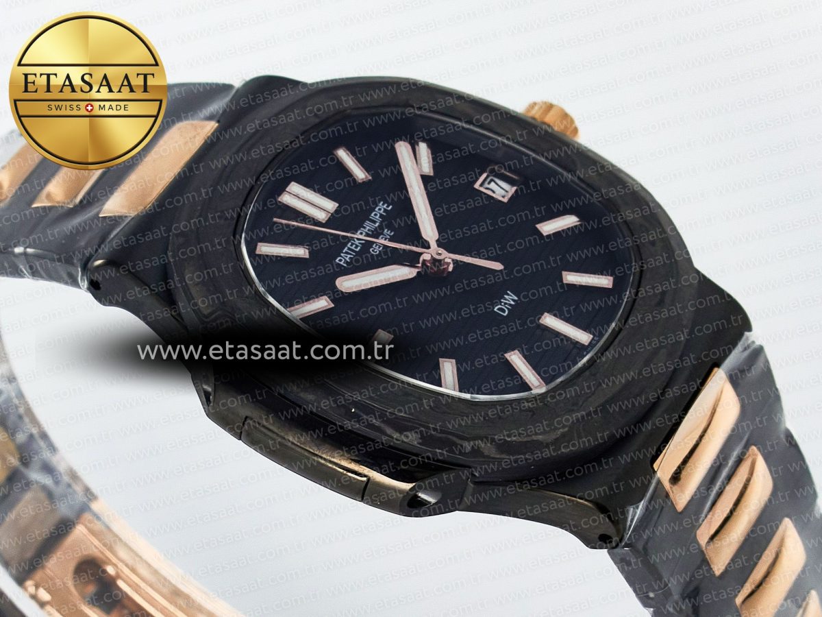 Nautilus 5711 DIW Carbon DIWF 1:1 Best Edition Black Textured Dial on Carbon/RG Bracelet 324CS - Görsel 7