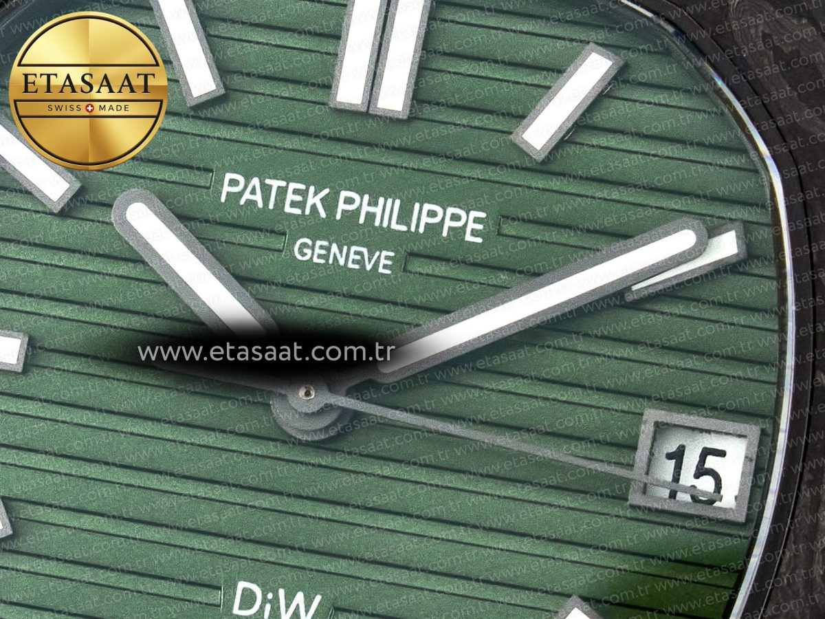 Nautilus 5711 DIW Carbon DIWF 1:1 Best Edition Green Textured Dial On Carbon Bracelet 324CS - Görsel 10