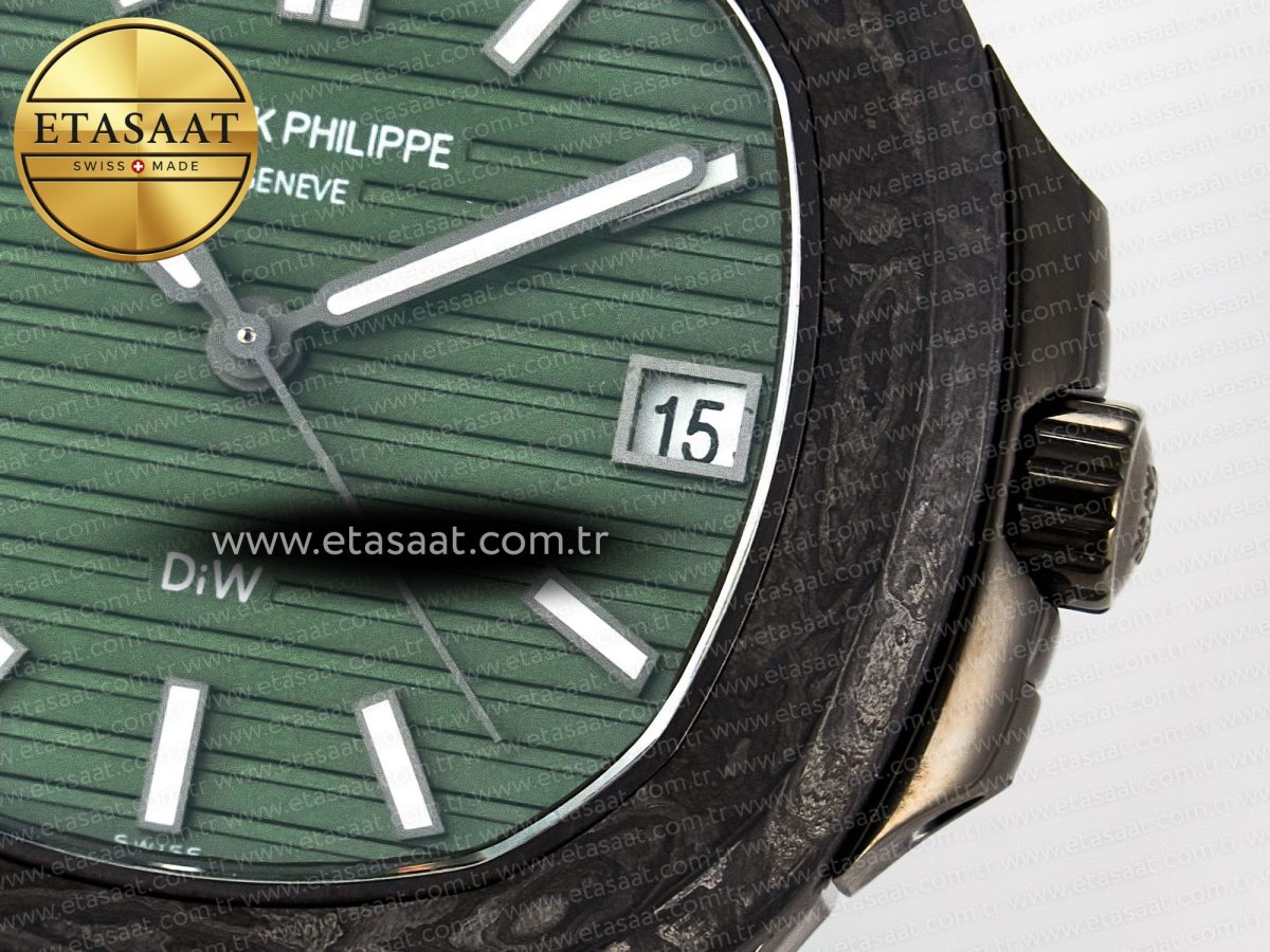 Nautilus 5711 DIW Carbon DIWF 1:1 Best Edition Green Textured Dial On Carbon Bracelet 324CS - Görsel 11