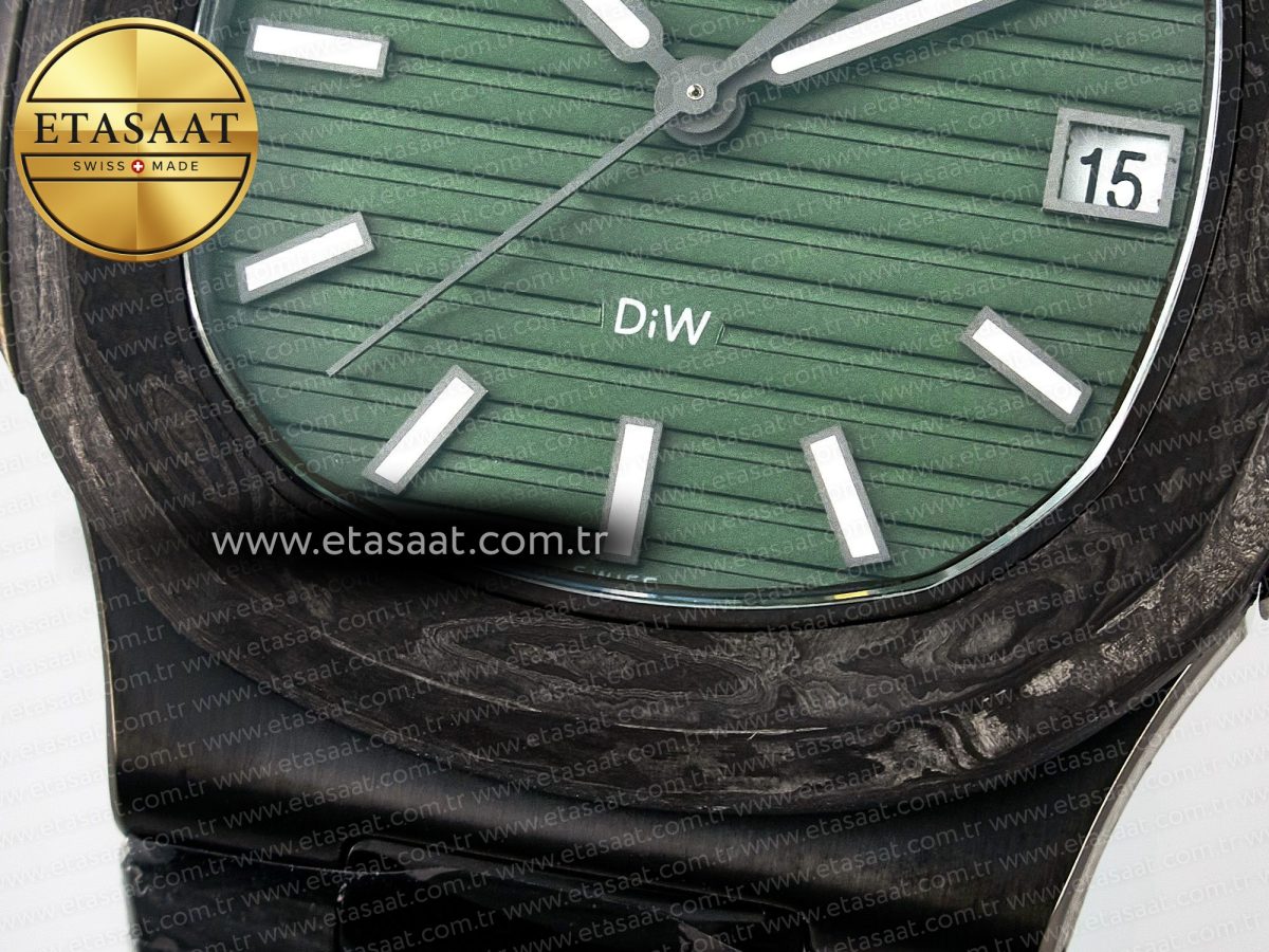 Nautilus 5711 DIW Carbon DIWF 1:1 Best Edition Green Textured Dial On Carbon Bracelet 324CS - Görsel 12