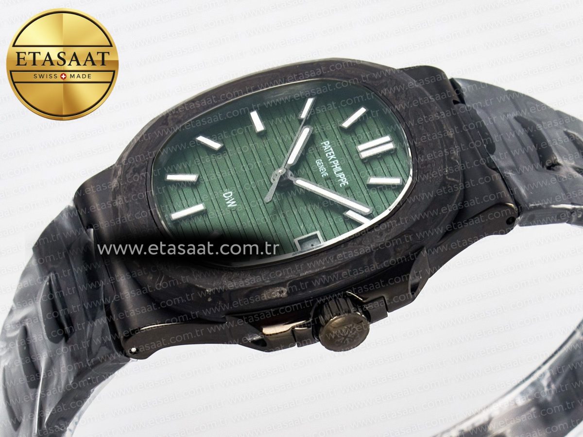 Nautilus 5711 DIW Carbon DIWF 1:1 Best Edition Green Textured Dial On Carbon Bracelet 324CS - Görsel 6