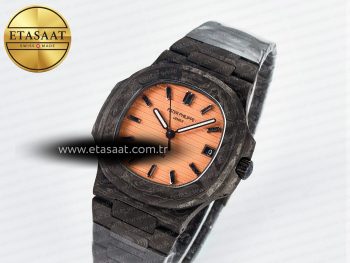 Nautilus 5711 DIW Carbon DIWF 1:1 Best Edition Orange Textured Dial On Carbon Bracelet 324CS