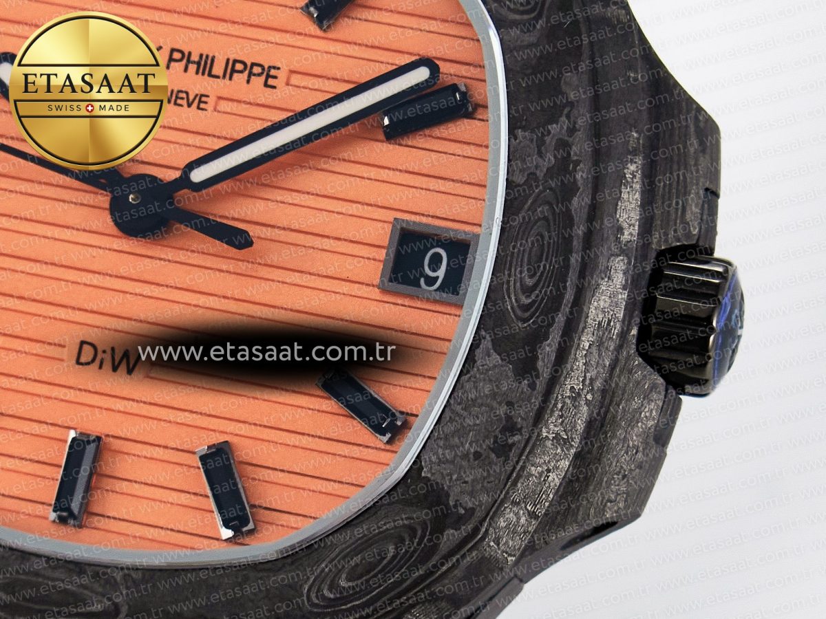 Nautilus 5711 DIW Carbon DIWF 1:1 Best Edition Orange Textured Dial On Carbon Bracelet 324CS - Görsel 11