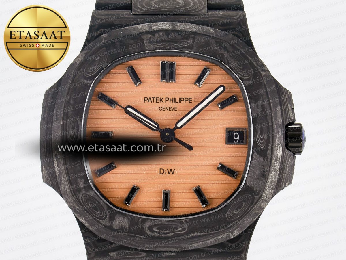 Nautilus 5711 DIW Carbon DIWF 1:1 Best Edition Orange Textured Dial On Carbon Bracelet 324CS - Görsel 4