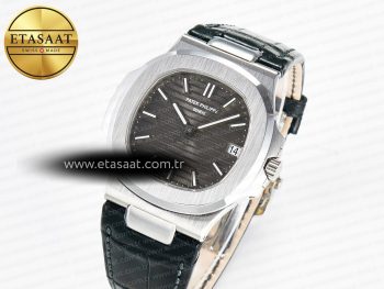 Nautilus 5711 SS 3KF 1:1 Best Edition Gray Textured Dial on Black Leather Strap A324 Super Clone V2