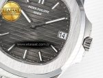 Nautilus 5711 SS 3KF 1:1 Best Edition Gray Textured Dial on Black Leather Strap A324 Super Clone V2 - Görsel 11