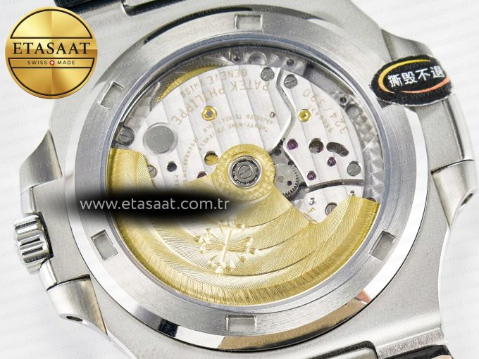 Nautilus 5711 SS 3KF 1:1 Best Edition Gray Textured Dial on Black Leather Strap A324 Super Clone V2 - Görsel 17