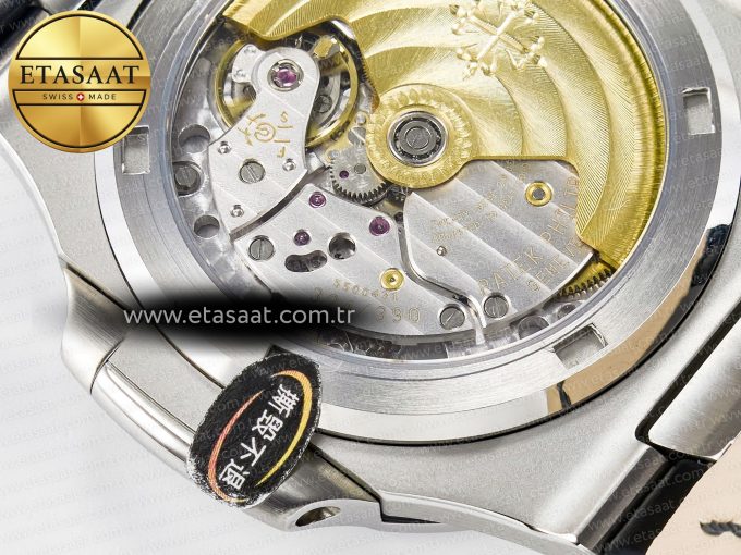 Nautilus 5711 SS 3KF 1:1 Best Edition Gray Textured Dial on Black Leather Strap A324 Super Clone V2 - Görsel 21