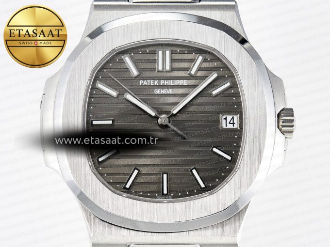 Nautilus 5711 SS 3KF 1:1 Best Edition Gray Textured Dial on Black Leather Strap A324 Super Clone V2 - Görsel 4