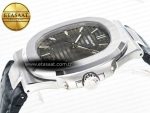 Nautilus 5711 SS 3KF 1:1 Best Edition Gray Textured Dial on Black Leather Strap A324 Super Clone V2 - Görsel 9