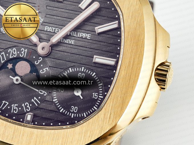 Nautilus 5712 RG PPF 1:1 Best Edition Brown Dial on Brown Leather Strap A240 Super Clone V2 - Görsel 12