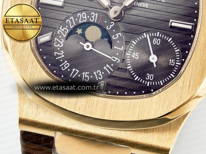Nautilus 5712 RG PPF 1:1 Best Edition Brown Dial on Brown Leather Strap A240 Super Clone V2 - Görsel 13