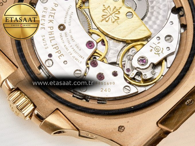 Nautilus 5712 RG PPF 1:1 Best Edition Brown Dial on Brown Leather Strap A240 Super Clone V2 - Görsel 23