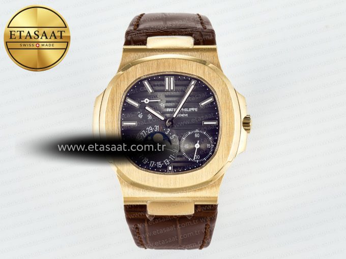 Nautilus 5712 RG PPF 1:1 Best Edition Brown Dial on Brown Leather Strap A240 Super Clone V2 - Görsel 3