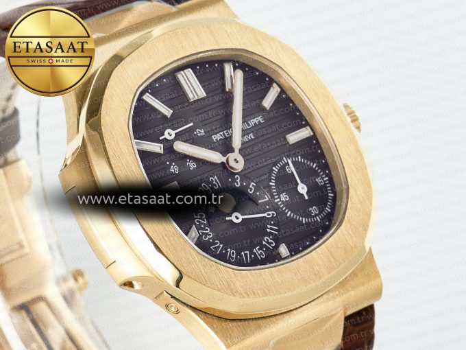 Nautilus 5712 RG PPF 1:1 Best Edition Brown Dial on Brown Leather Strap A240 Super Clone V2 - Görsel 5