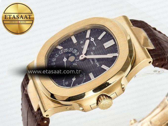 Nautilus 5712 RG PPF 1:1 Best Edition Brown Dial on Brown Leather Strap A240 Super Clone V2 - Görsel 6