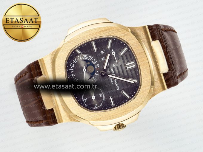 Nautilus 5712 RG PPF 1:1 Best Edition Brown Dial on Brown Leather Strap A240 Super Clone V2 - Görsel 8