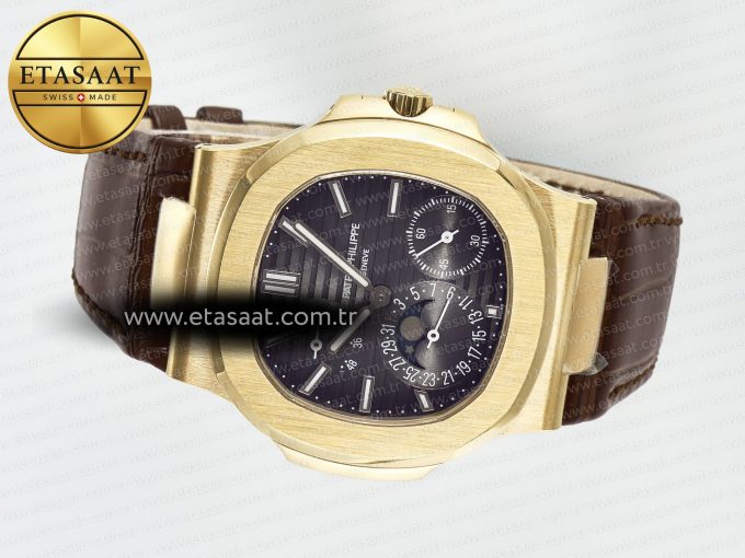 Nautilus 5712 RG PPF 1:1 Best Edition Brown Dial on Brown Leather Strap A240 Super Clone V2 - Görsel 9