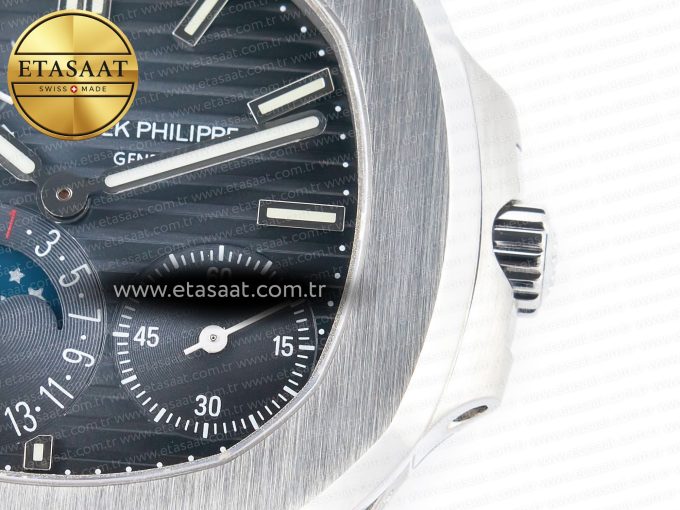 Nautilus 5712 SS PPF 1:1 Best Edition Blue Dial on Black Leather Strap A240 Super Clone V2 - Görsel 12