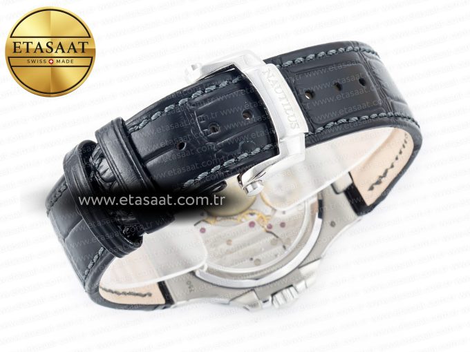 Nautilus 5712 SS PPF 1:1 Best Edition Blue Dial on Black Leather Strap A240 Super Clone V2 - Görsel 17