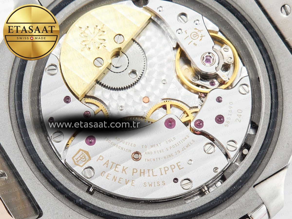 Nautilus 5712 SS PPF 1:1 Best Edition Blue Dial on Black Leather Strap A240 Super Clone V2 - Görsel 21