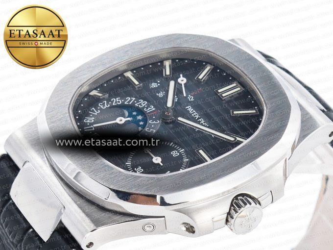 Nautilus 5712 SS PPF 1:1 Best Edition Blue Dial on Black Leather Strap A240 Super Clone V2 - Görsel 6