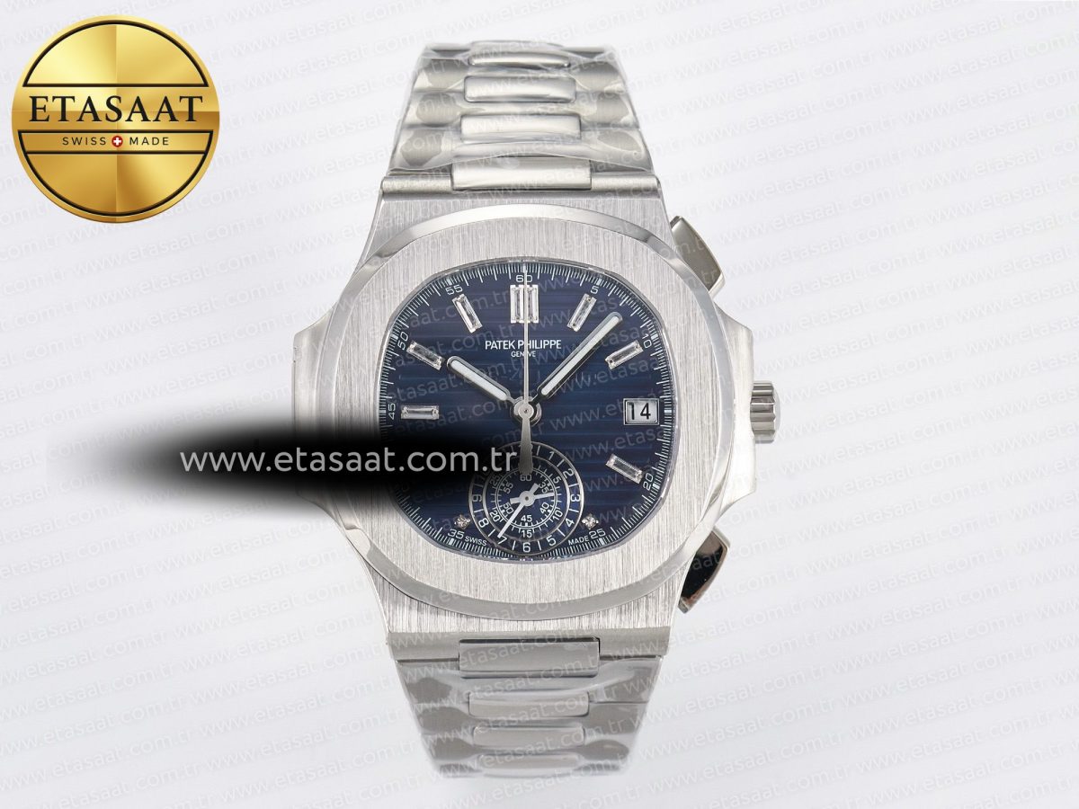 Patek Philippe Nautilus 5976 Blue Dial on SS Bracelet A7750 - Görsel 3