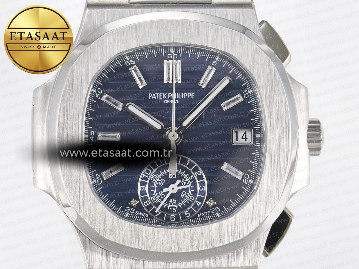 Patek Philippe Nautilus 5976 Blue Dial on SS Bracelet A7750 - Görsel 4