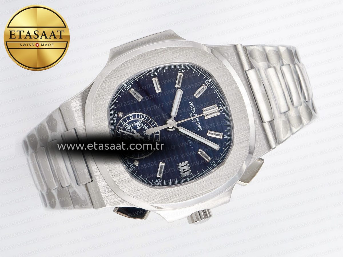Patek Philippe Nautilus 5976 Blue Dial on SS Bracelet A7750 - Görsel 8