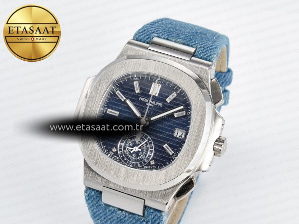 Nautilus 5976 SS 3KF Best Edition Blue Dial on Blue Braided Strap A7750