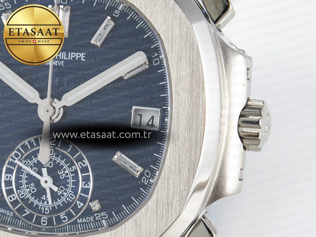 Patek Philippe Nautilus 5976 SS Blue Dial on Blue Braided Strap A7750 - Görsel 11