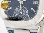 Patek Philippe Nautilus 5976 SS Blue Dial on Blue Braided Strap A7750 - Görsel 12