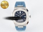 Patek Philippe Nautilus 5976 SS Blue Dial on Blue Braided Strap A7750 - Görsel 3