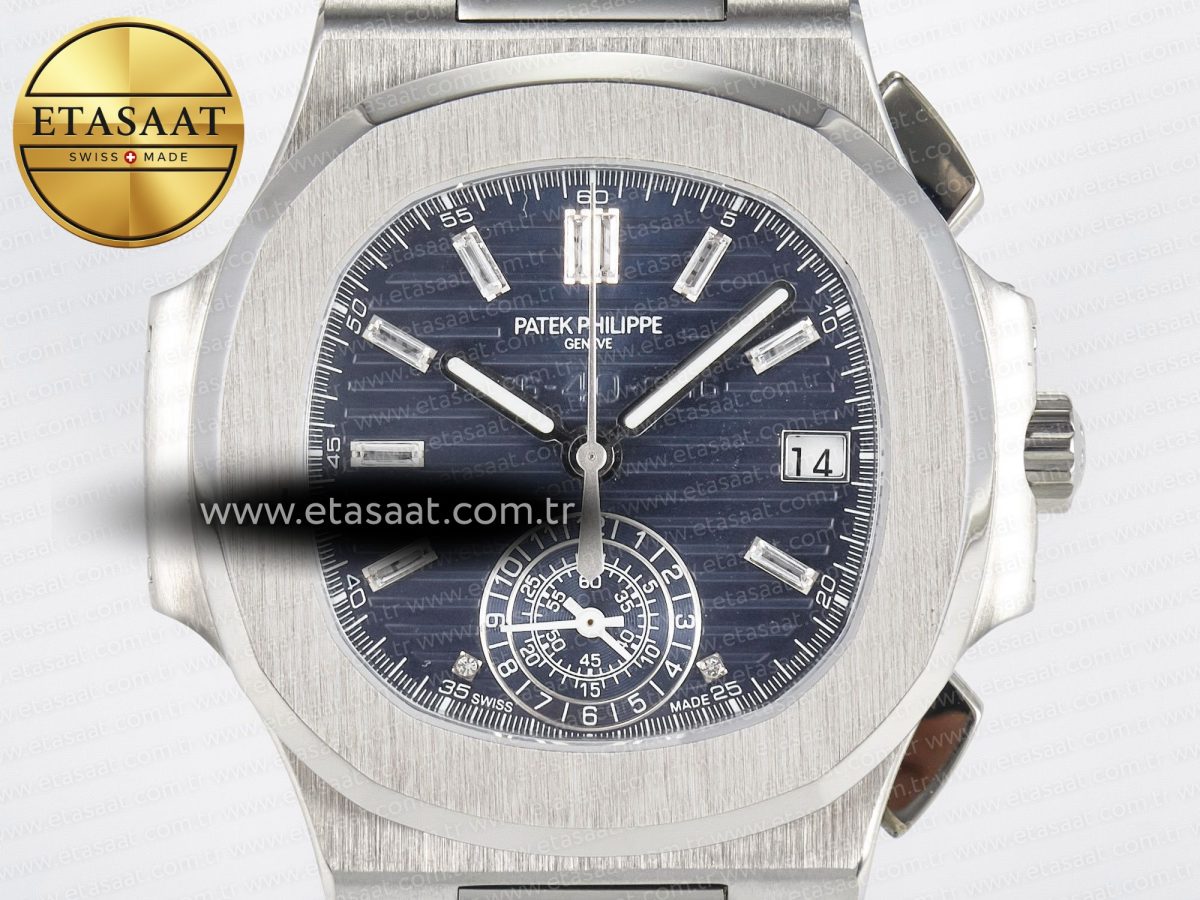 Patek Philippe Nautilus 5976 SS Blue Dial on Blue Braided Strap A7750 - Görsel 4
