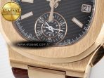 Patek Philippe Nautilus 5980 RG Black Dial on Brown Leather Strap A7750 - Görsel 12