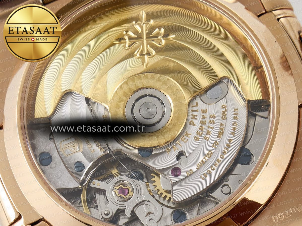 Patek Philippe Nautilus 5980 RG Black Dial on Brown Leather Strap A7750 - Görsel 21