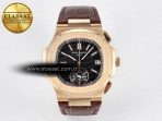 Patek Philippe Nautilus 5980 RG Black Dial on Brown Leather Strap A7750 - Görsel 3