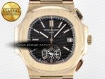 Patek Philippe Nautilus 5980 RG Black Dial on Brown Leather Strap A7750 - Görsel 4