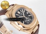 Patek Philippe Nautilus 5980 RG Black Dial on Brown Leather Strap A7750 - Görsel 7