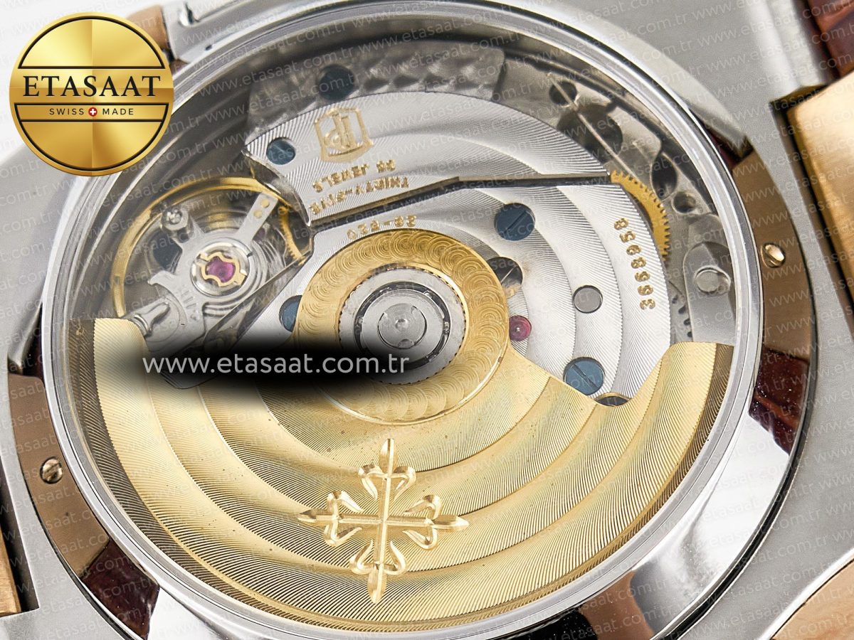 Patek Philippe Nautilus 5980 RG Blue Dial on on Brown Leather Strap A7750 - Görsel 17