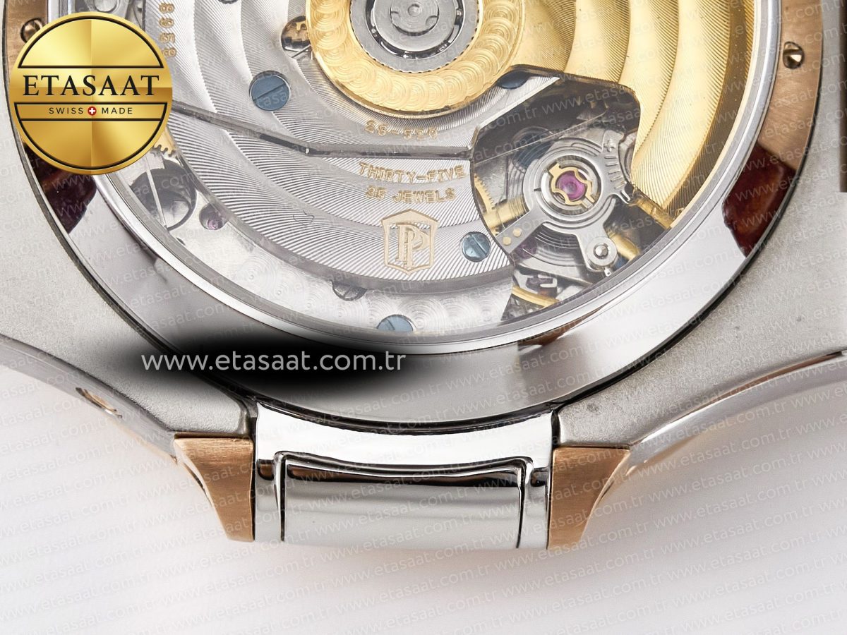 Patek Philippe Nautilus 5980 RG Blue Dial on on Brown Leather Strap A7750 - Görsel 20